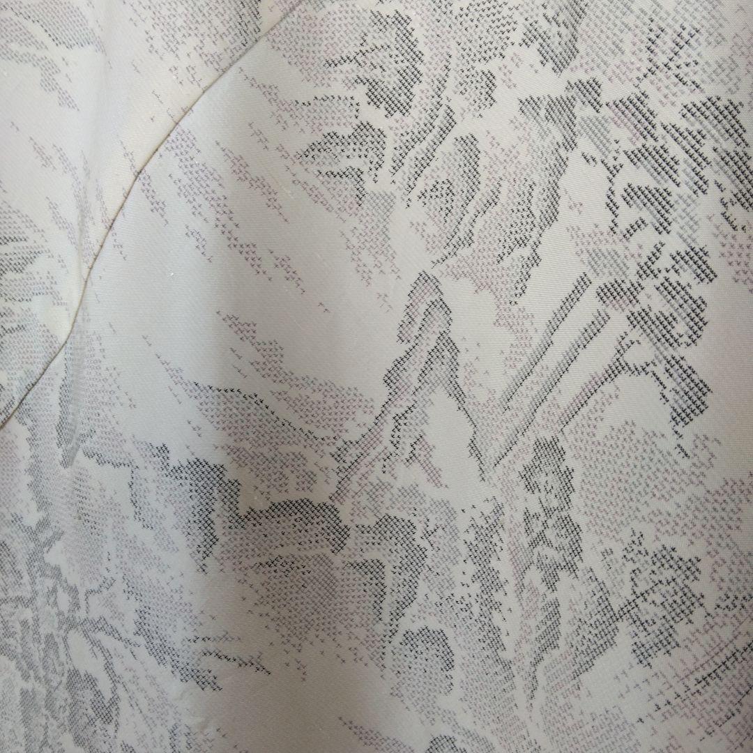 白大島紬解き生地からバイアス仕立てロングフレアーワンピース　L寸