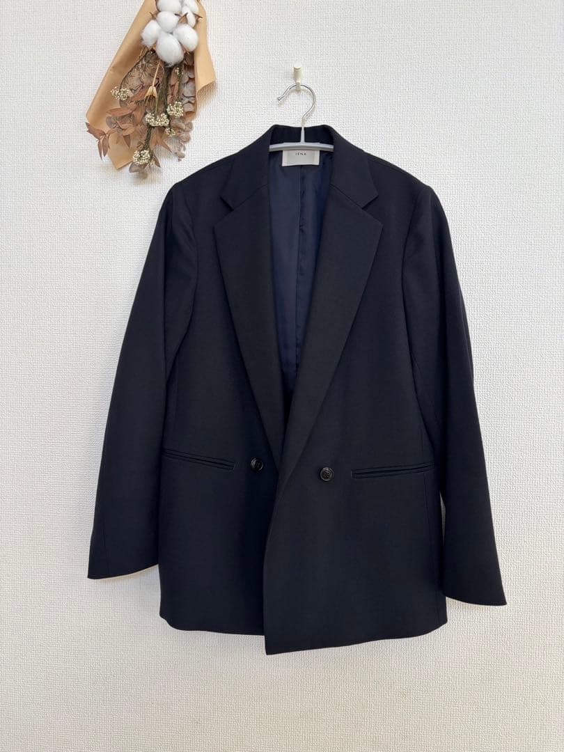 なっどだいなす 　IENA ウールサージ W前ジャケット 38　ネイビー