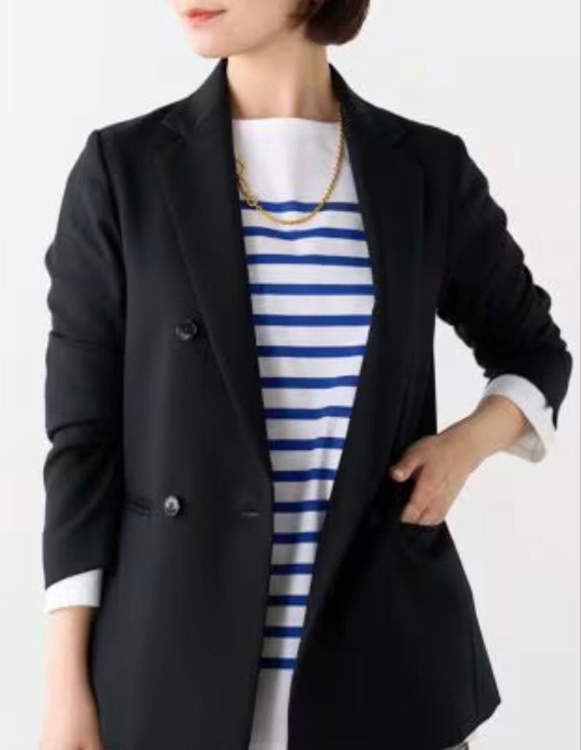 なっどだいなす 　IENA ウールサージ W前ジャケット 38　ネイビー