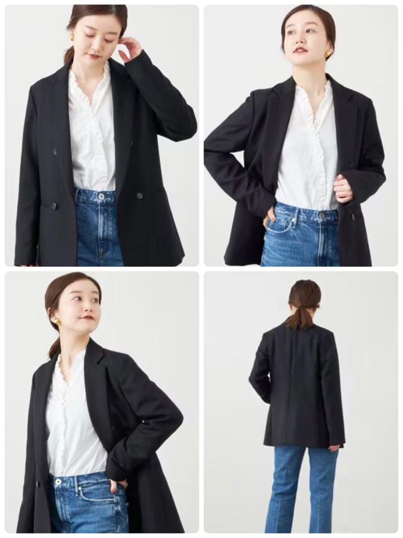 なっどだいなす 　IENA ウールサージ W前ジャケット 38　ネイビー