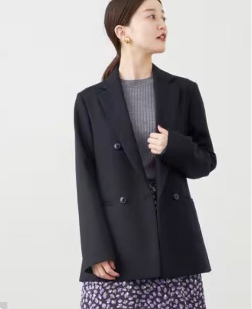 なっどだいなす 　IENA ウールサージ W前ジャケット 38　ネイビー