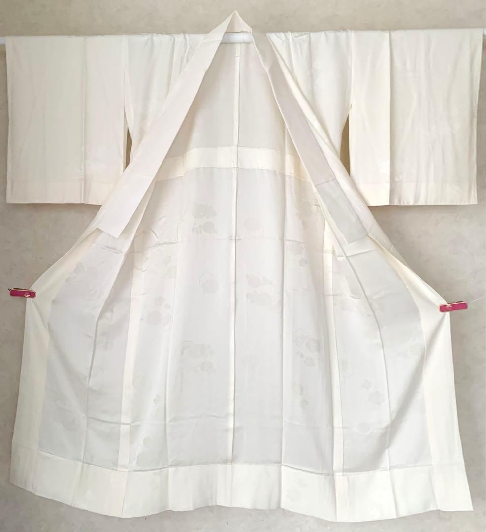 G09 未使用 菊梅模様織出し 正絹 長襦袢 裄68