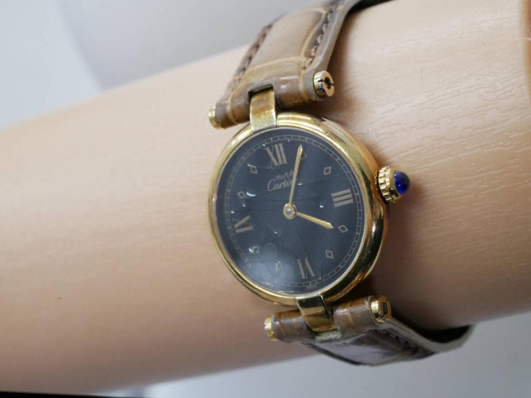 【稼働中】カルティエ マストヴァンドーム 925 ゴールド 電池式 腕時計