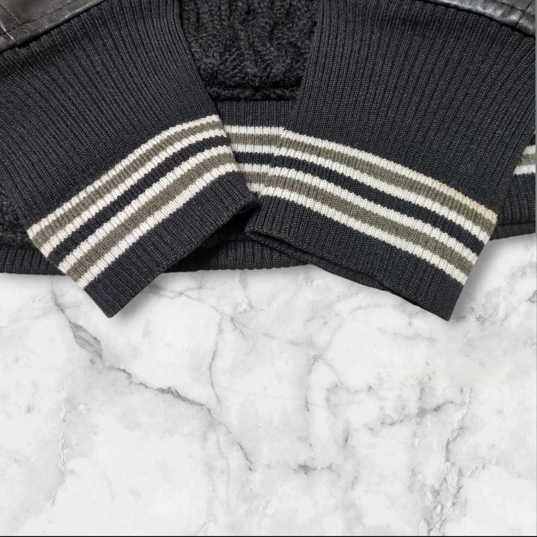 MIHARAYASUHIRO ショールカラー ニット切替スタジャン ホースレザー