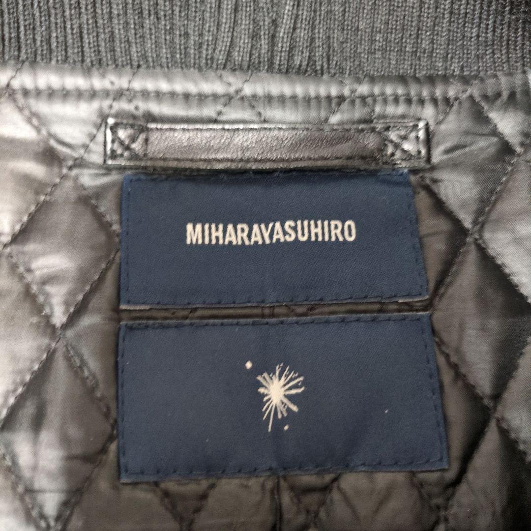 MIHARAYASUHIRO ショールカラー ニット切替スタジャン ホースレザー