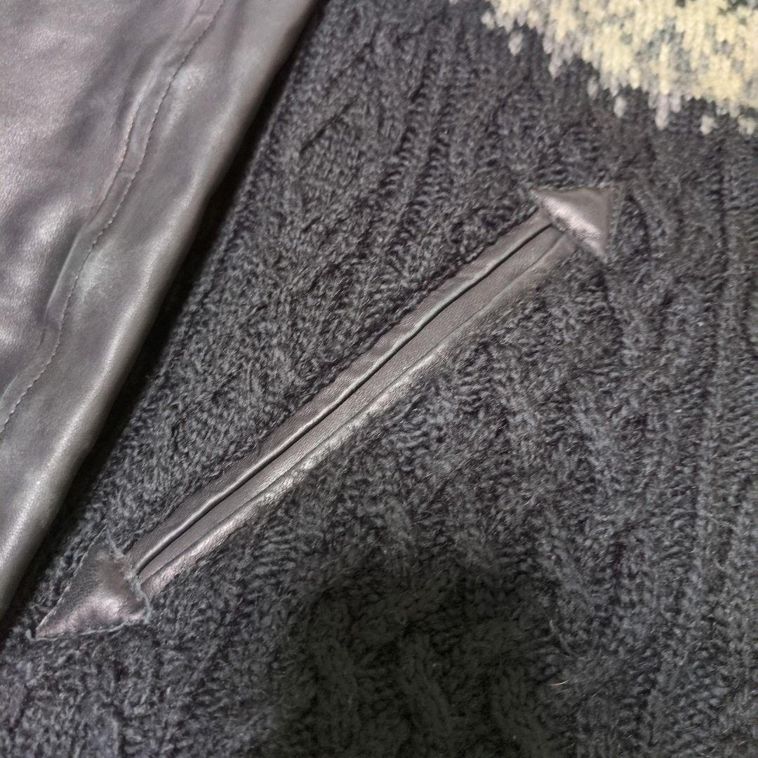 MIHARAYASUHIRO ショールカラー ニット切替スタジャン ホースレザー