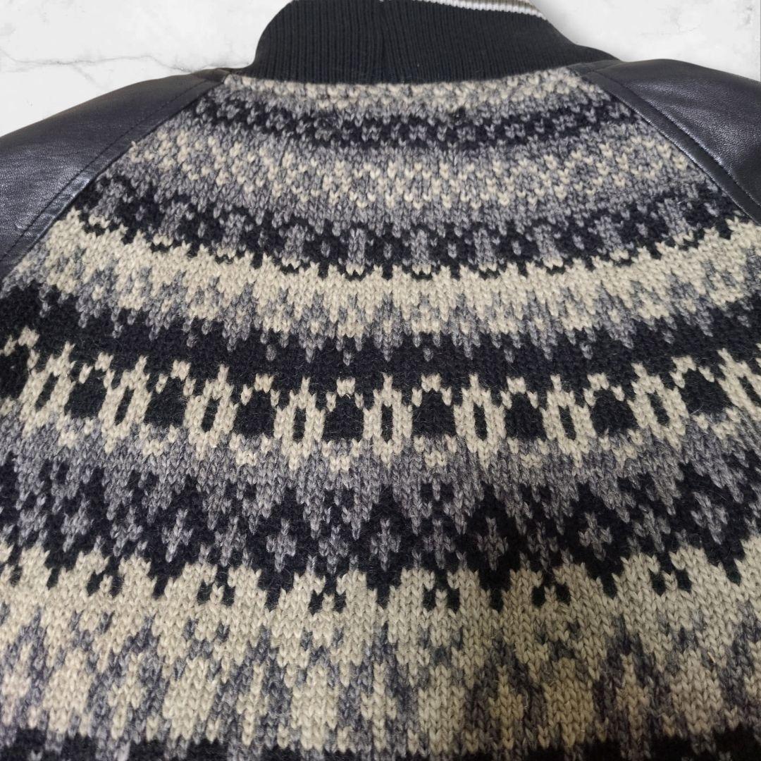 MIHARAYASUHIRO ショールカラー ニット切替スタジャン ホースレザー