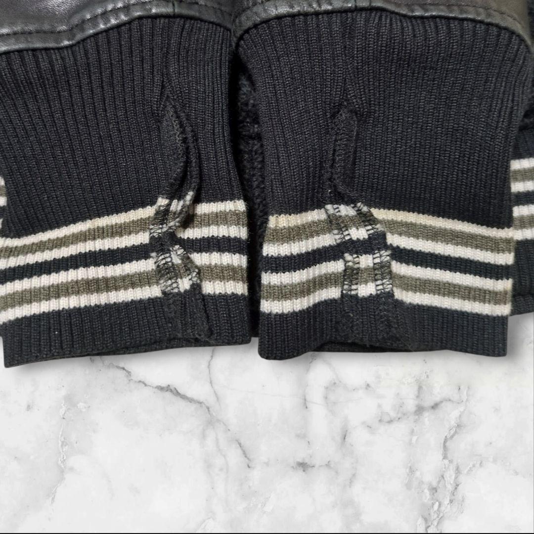 MIHARAYASUHIRO ショールカラー ニット切替スタジャン ホースレザー