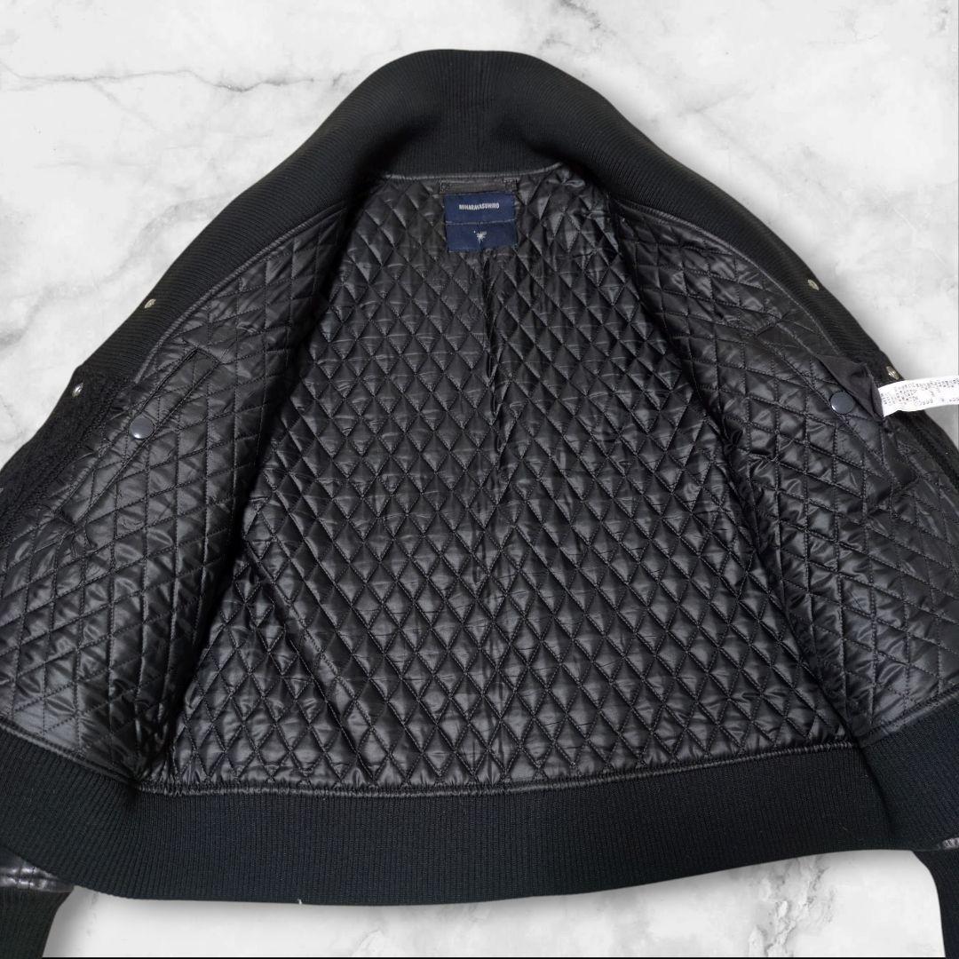 MIHARAYASUHIRO ショールカラー ニット切替スタジャン ホースレザー