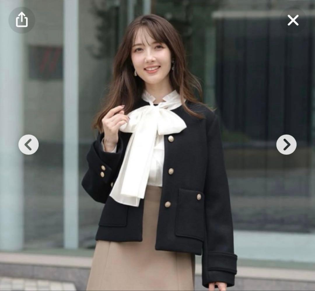 【新品】アプワイザーリッシェ2024AW 金釦ノーカラーコート S アウター