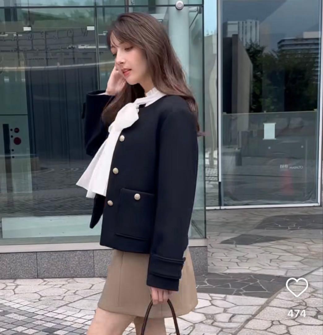 【新品】アプワイザーリッシェ2024AW 金釦ノーカラーコート S アウター