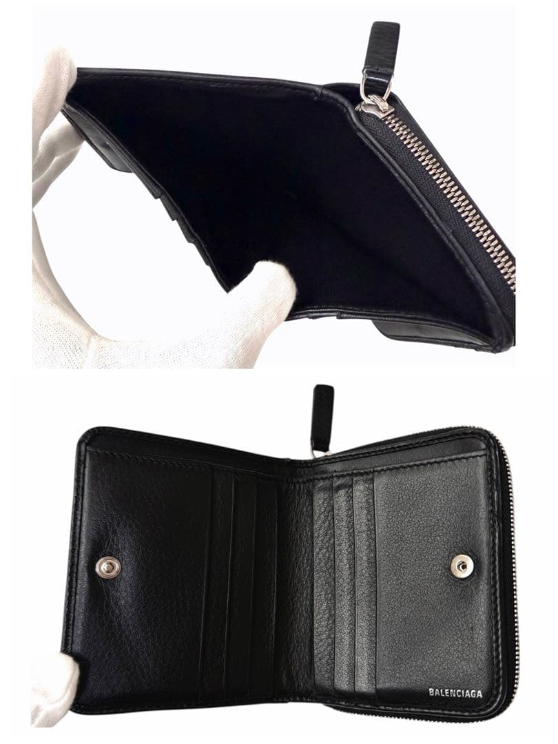 美品✨BALENCIAGAバレンシアガ財布　二つ折財布ファスナー551933黒