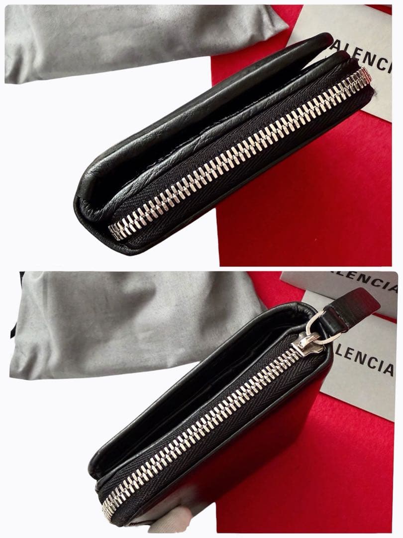美品✨BALENCIAGAバレンシアガ財布　二つ折財布ファスナー551933黒