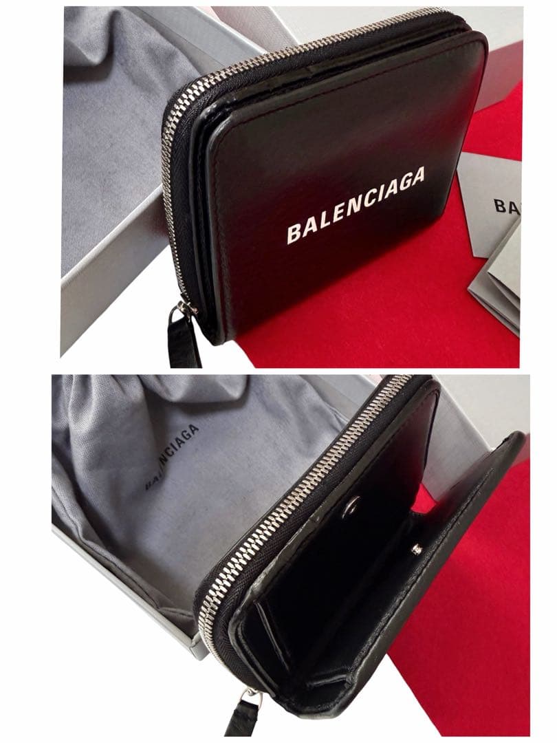美品✨BALENCIAGAバレンシアガ財布　二つ折財布ファスナー551933黒