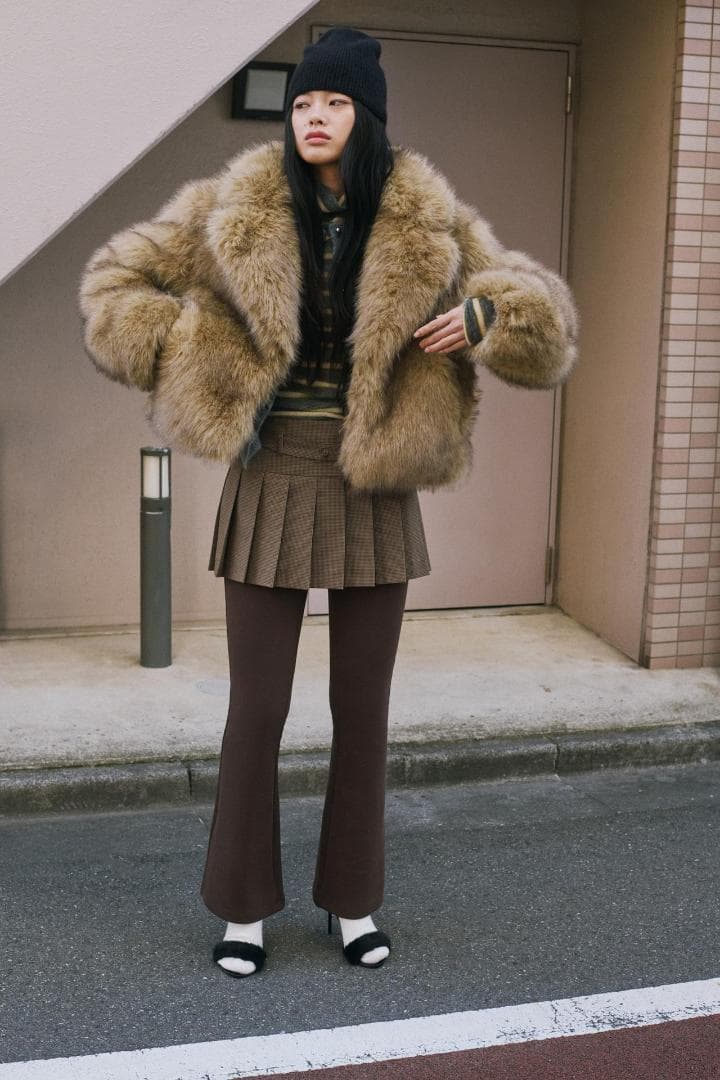 ザラ 新品 ライトベージュ ショートフェイクファーコート XL