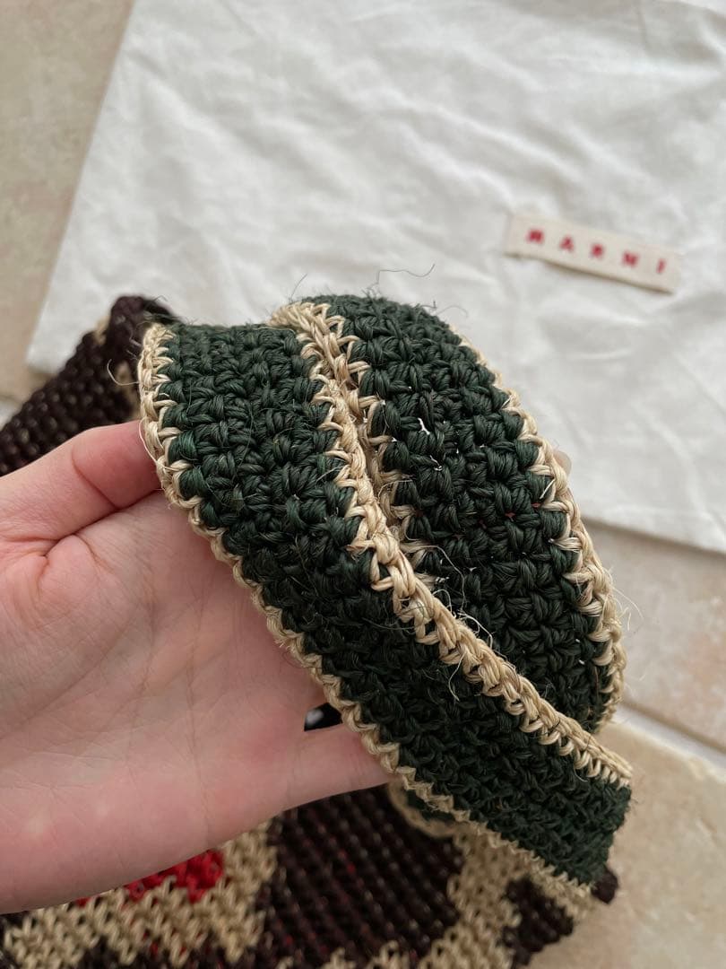 MARNI MARKET 幾何学模様 フィケ かごバッグ