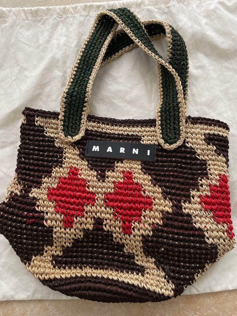 MARNI MARKET 幾何学模様 フィケ かごバッグ