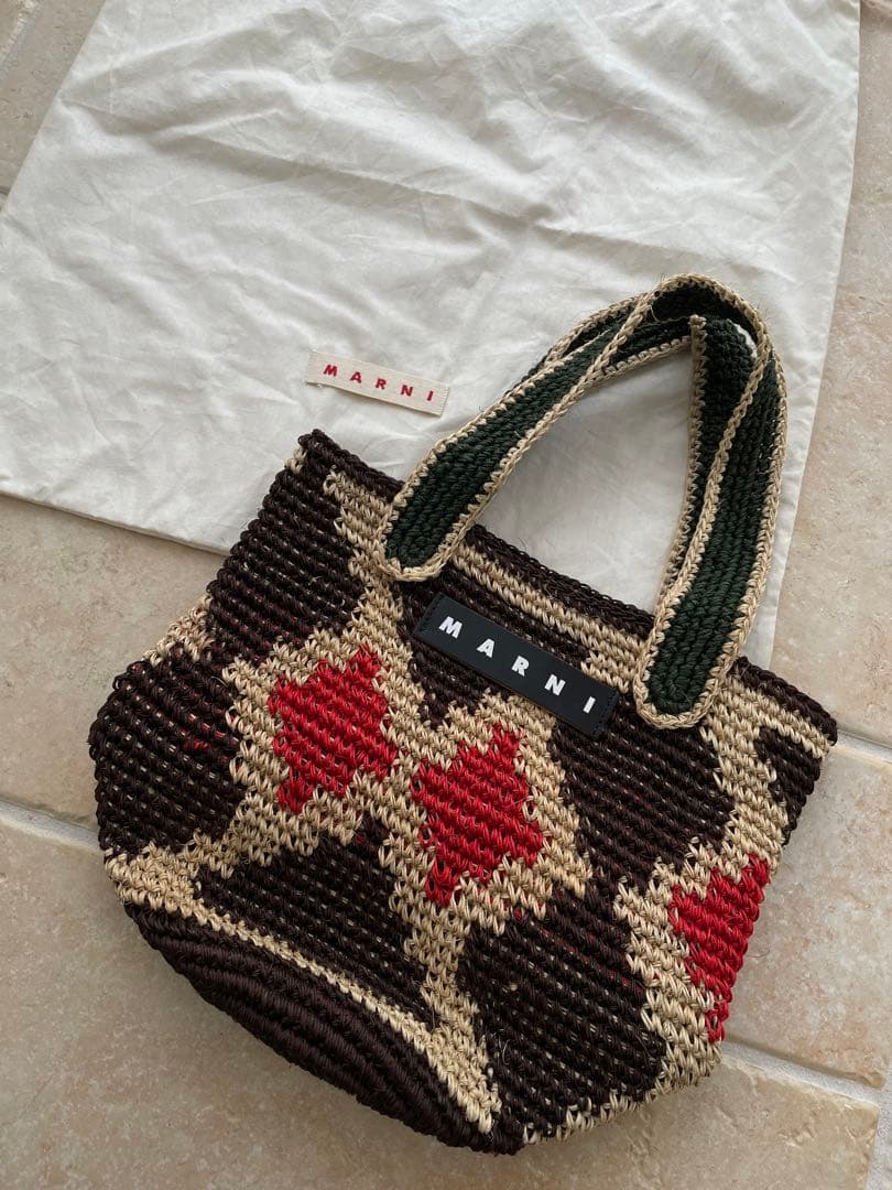 MARNI MARKET 幾何学模様 フィケ かごバッグ