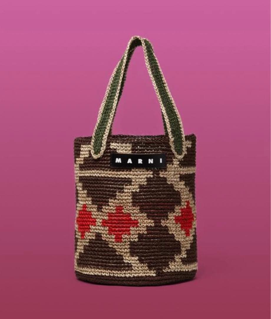 MARNI MARKET 幾何学模様 フィケ かごバッグ