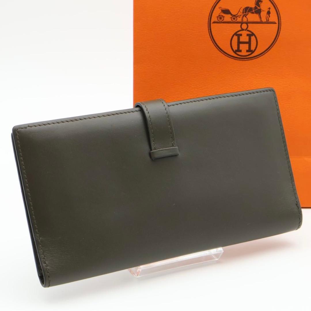 【極美品】HERMES ベアンクラシック ボックスカーフ　モカ系　長財布