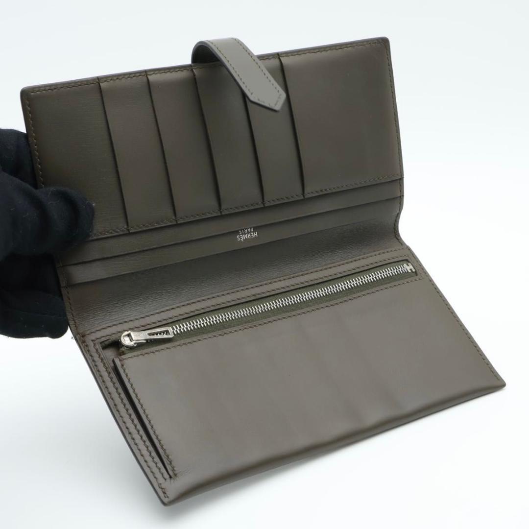 【極美品】HERMES ベアンクラシック ボックスカーフ　モカ系　長財布