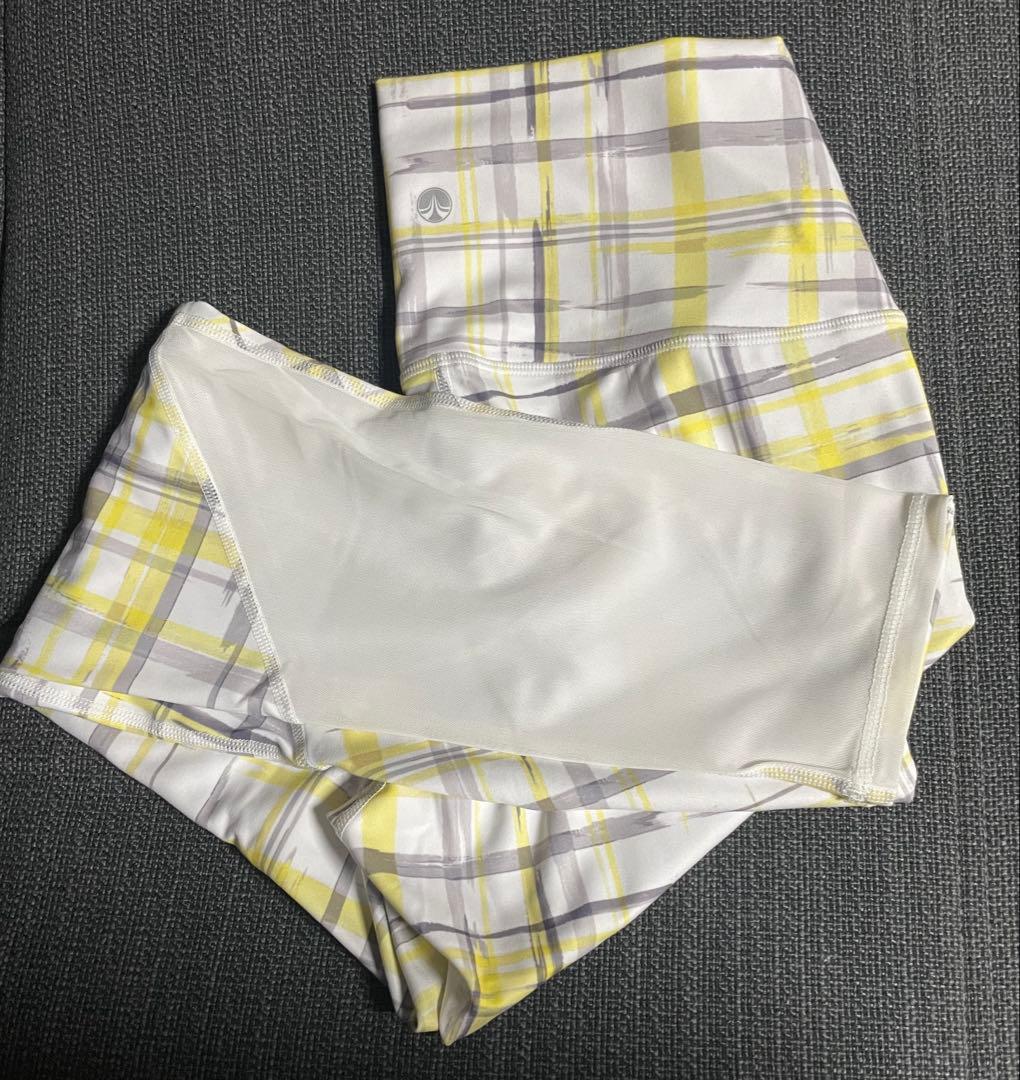 SUKALA チェックレギンス イエロー L 背面メッシュ LAVA