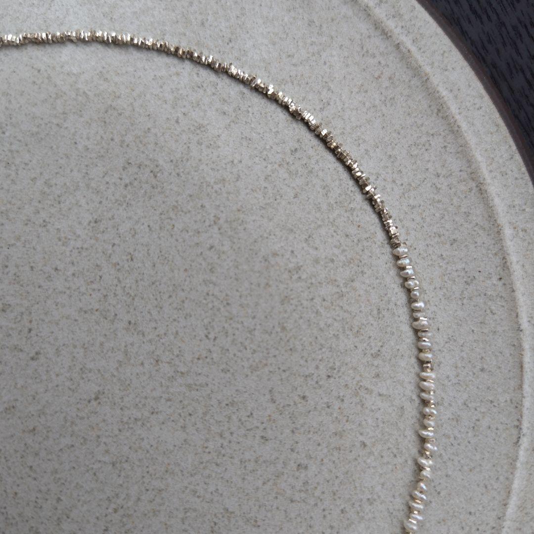 素麺みたいな^^パール＆極小カレンシルバービーズのネックレス