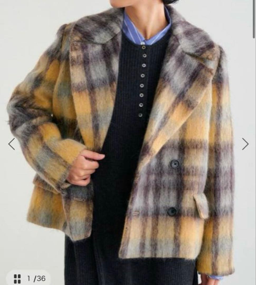 IENA 24AW チェックシャギーショートジャコット