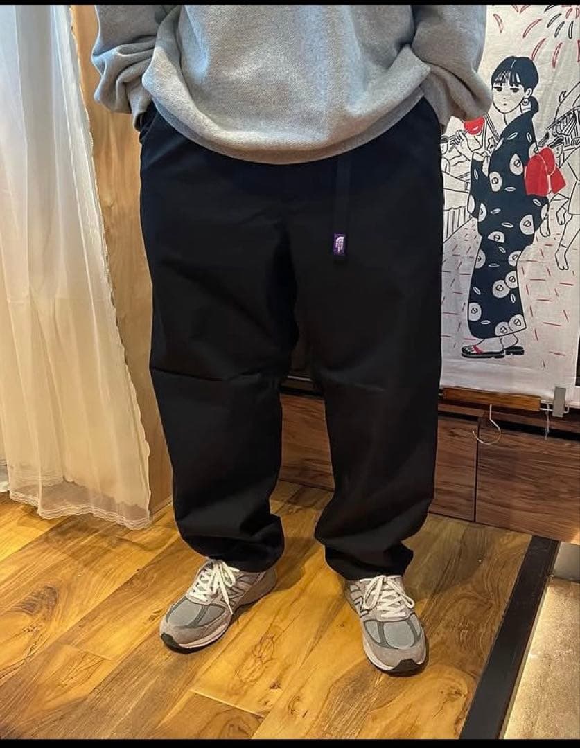 PURPE LABEL ストレッチツイルワイドテーパードパンツ　ブラック　36