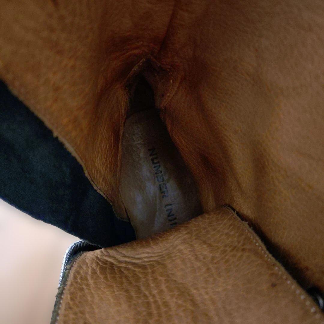 ナンバーナイン 黒 レザー ミリタリーブーツ ジッパー付き最終価格