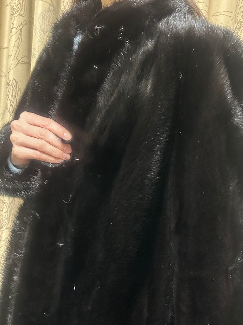 ブラック　毛皮　リアルファーコート　11号