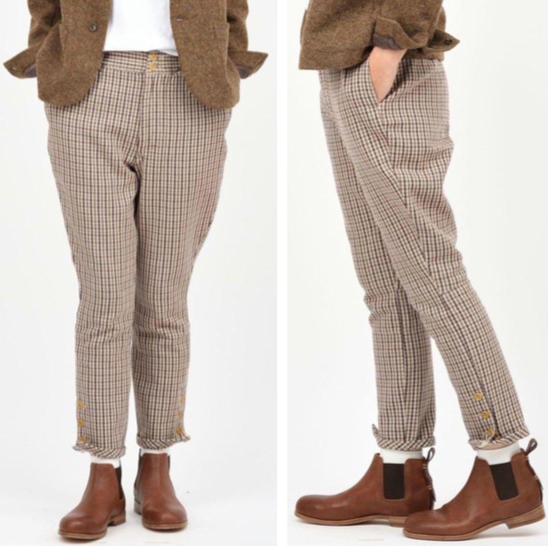 45R☆ウールサージの馬比女パンツ/ベージュチェック♪