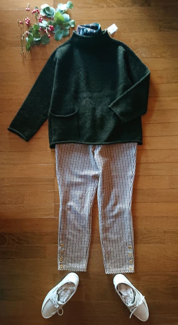 45R☆ウールサージの馬比女パンツ/ベージュチェック♪