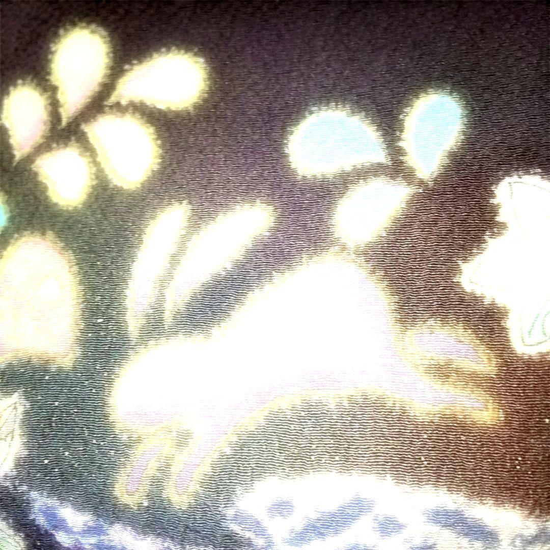 辻が花着物美しい花柄刺繍濃いブラウン系とネイビー躾付き新品未使用品逸品