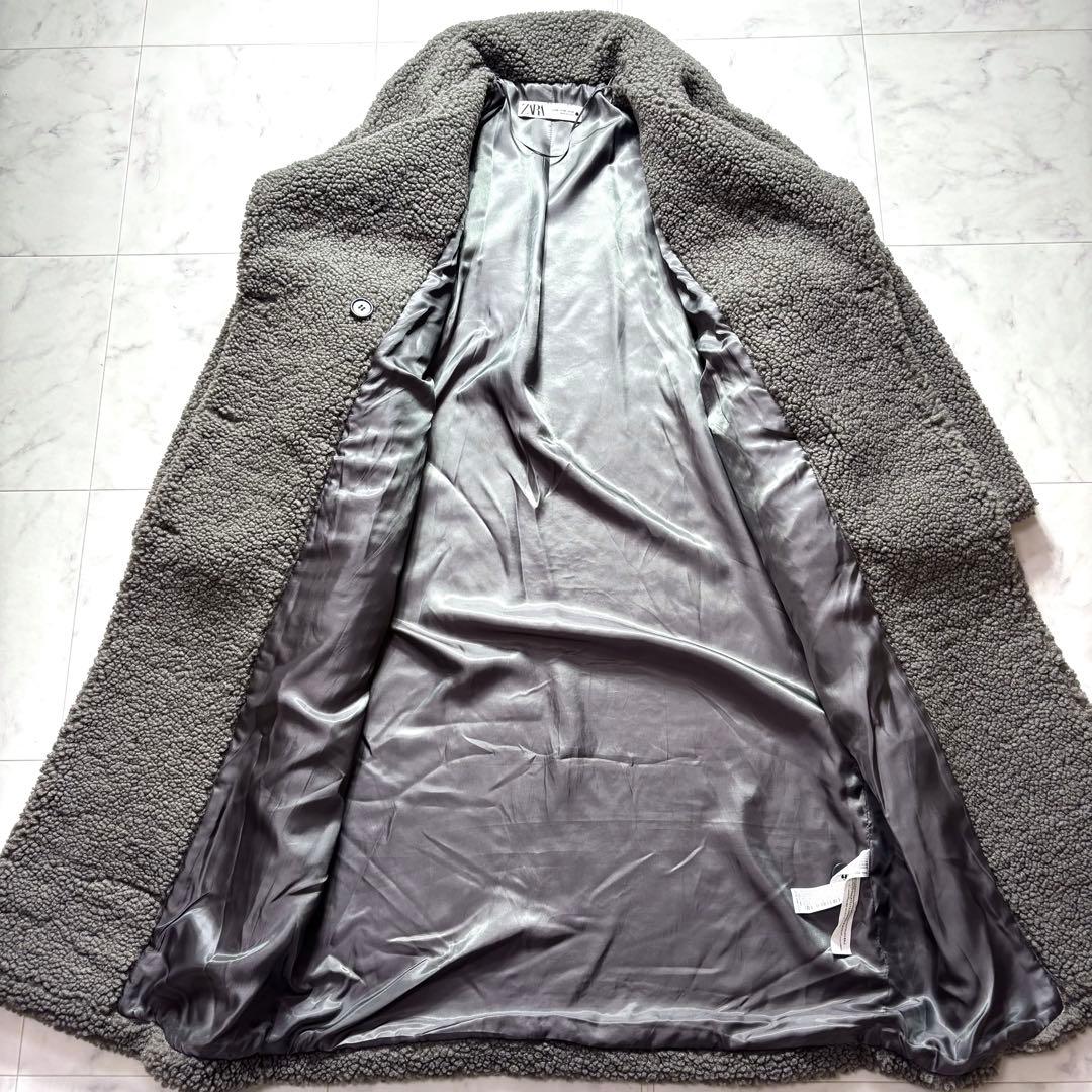 極美品✨ザラ ダブルブレスト フェイクボアコート テディベアコート グレー 38