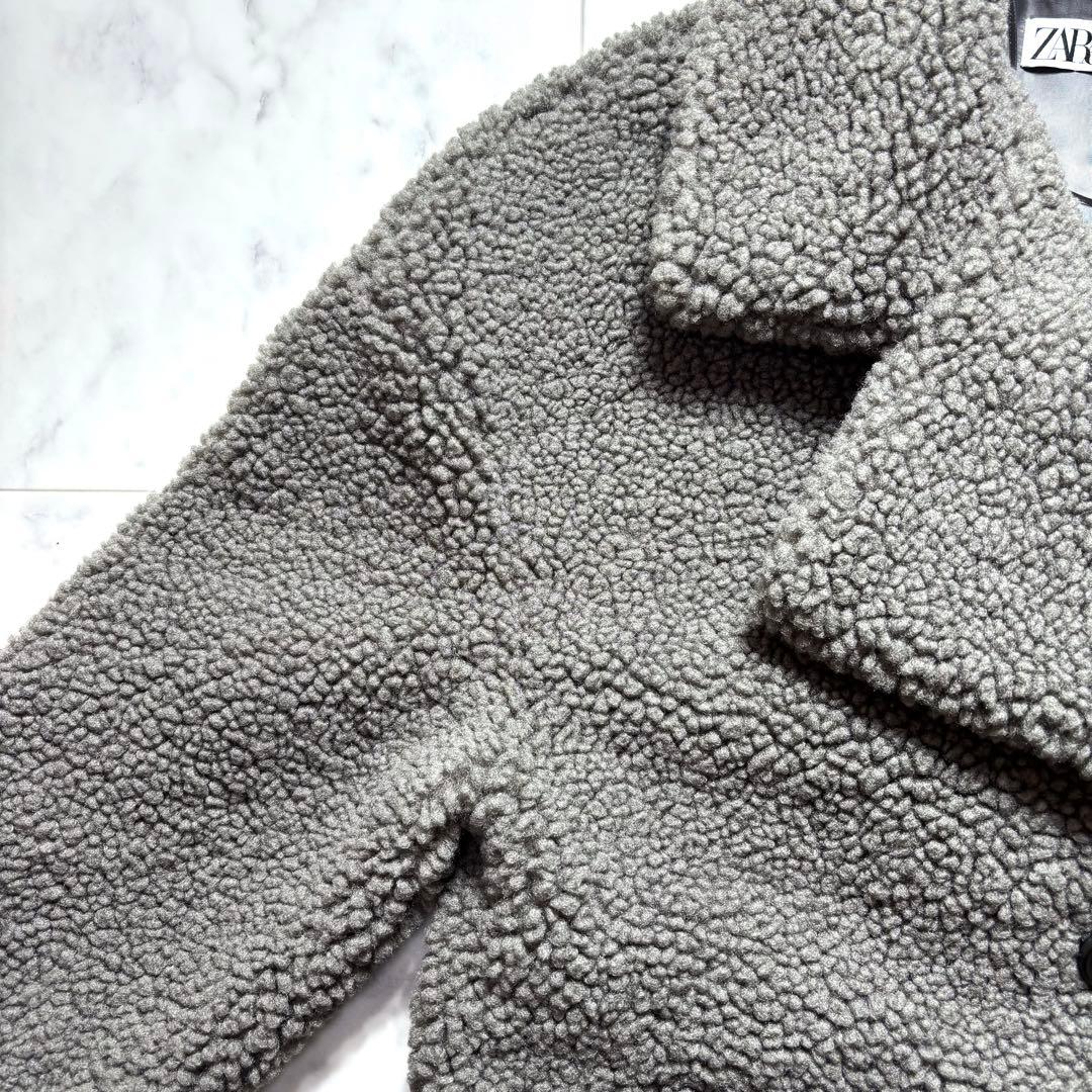 極美品✨ザラ ダブルブレスト フェイクボアコート テディベアコート グレー 38