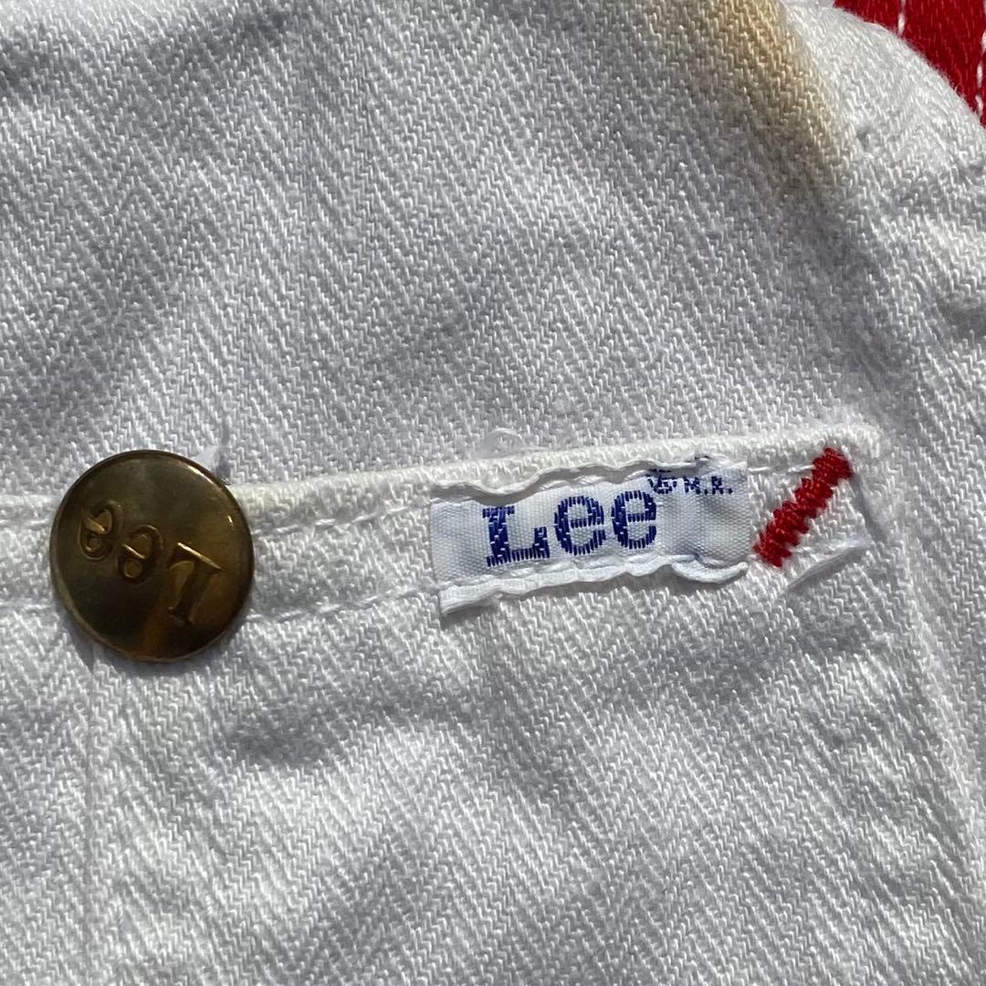 70's lee ホワイト/レッド オーバーオール コットン　ヴィンテージ
