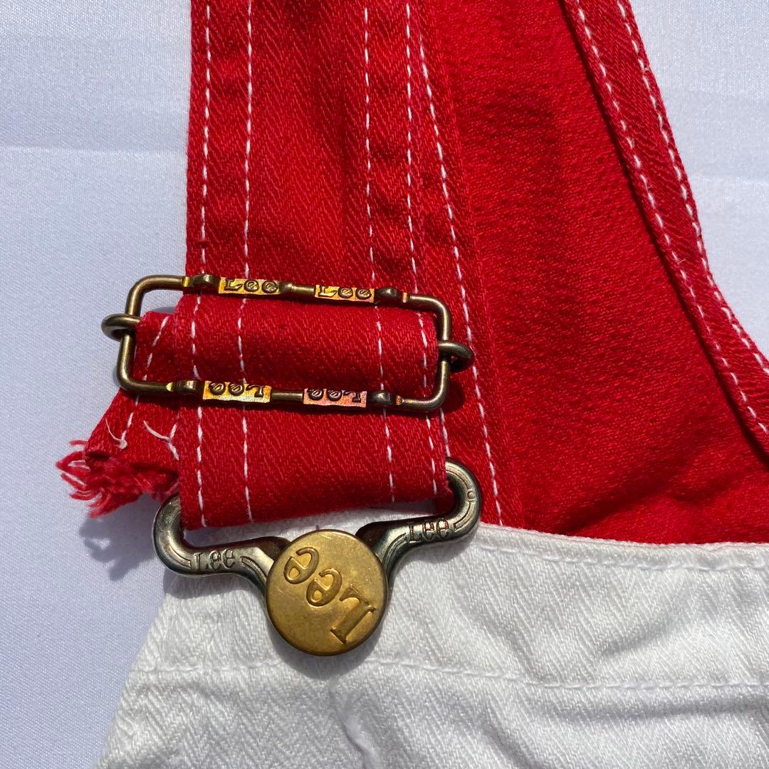 70's lee ホワイト/レッド オーバーオール コットン　ヴィンテージ