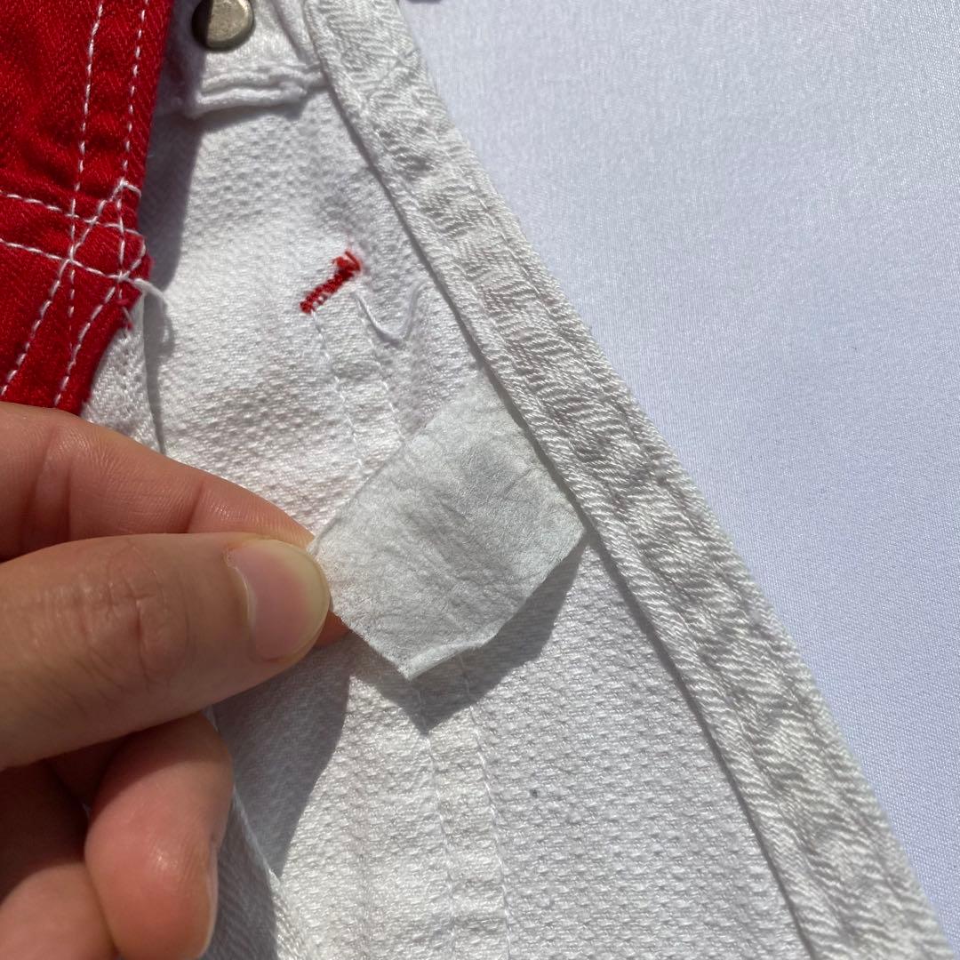 70's lee ホワイト/レッド オーバーオール コットン　ヴィンテージ