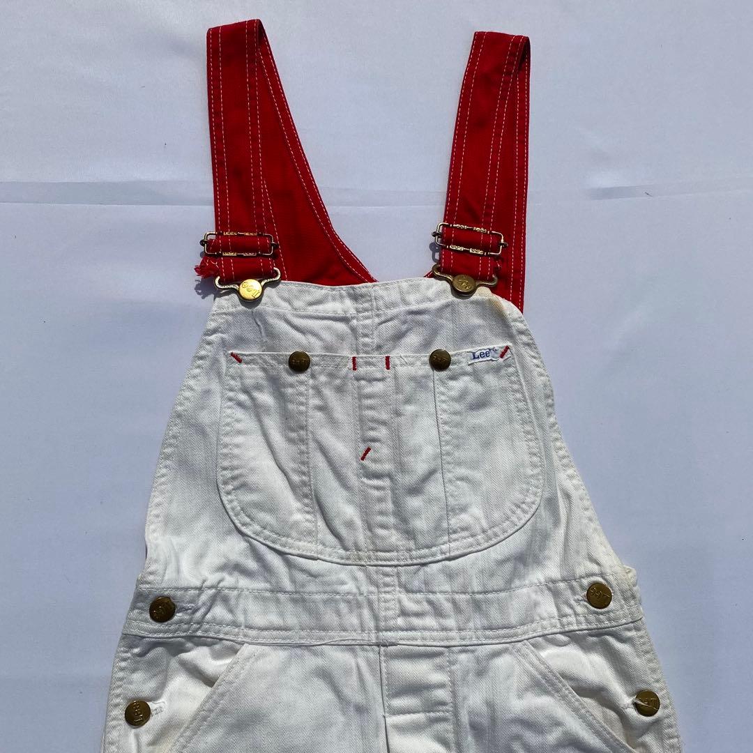 70's lee ホワイト/レッド オーバーオール コットン　ヴィンテージ