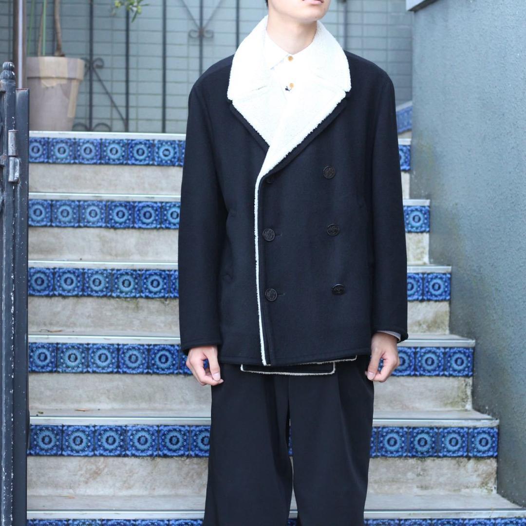 極美品 HERMES エルメス フランス製 カシミヤ×ムートン Pコート 52