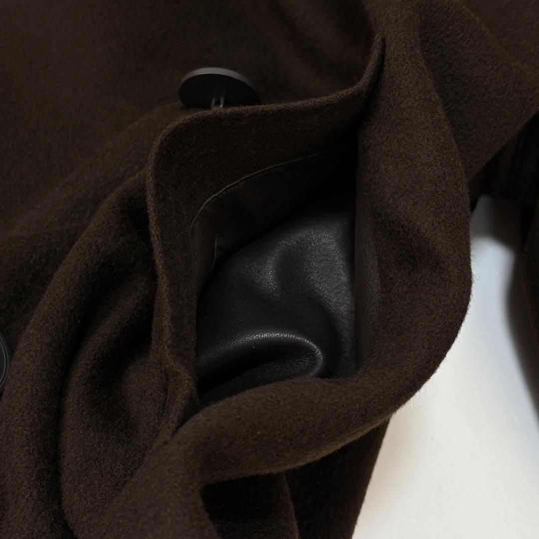 極美品 HERMES エルメス フランス製 カシミヤ×ムートン Pコート 52