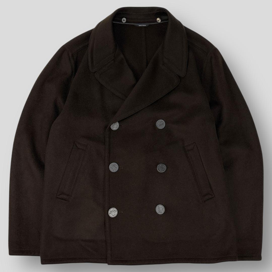 極美品 HERMES エルメス フランス製 カシミヤ×ムートン Pコート 52