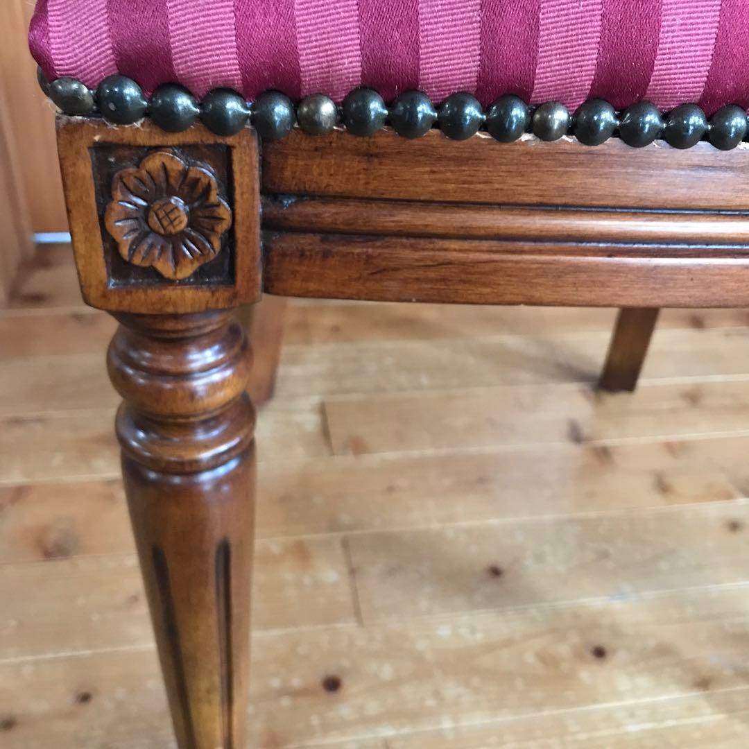 クラシックスタイル装飾背もたれ木製椅子 レッドストライプ