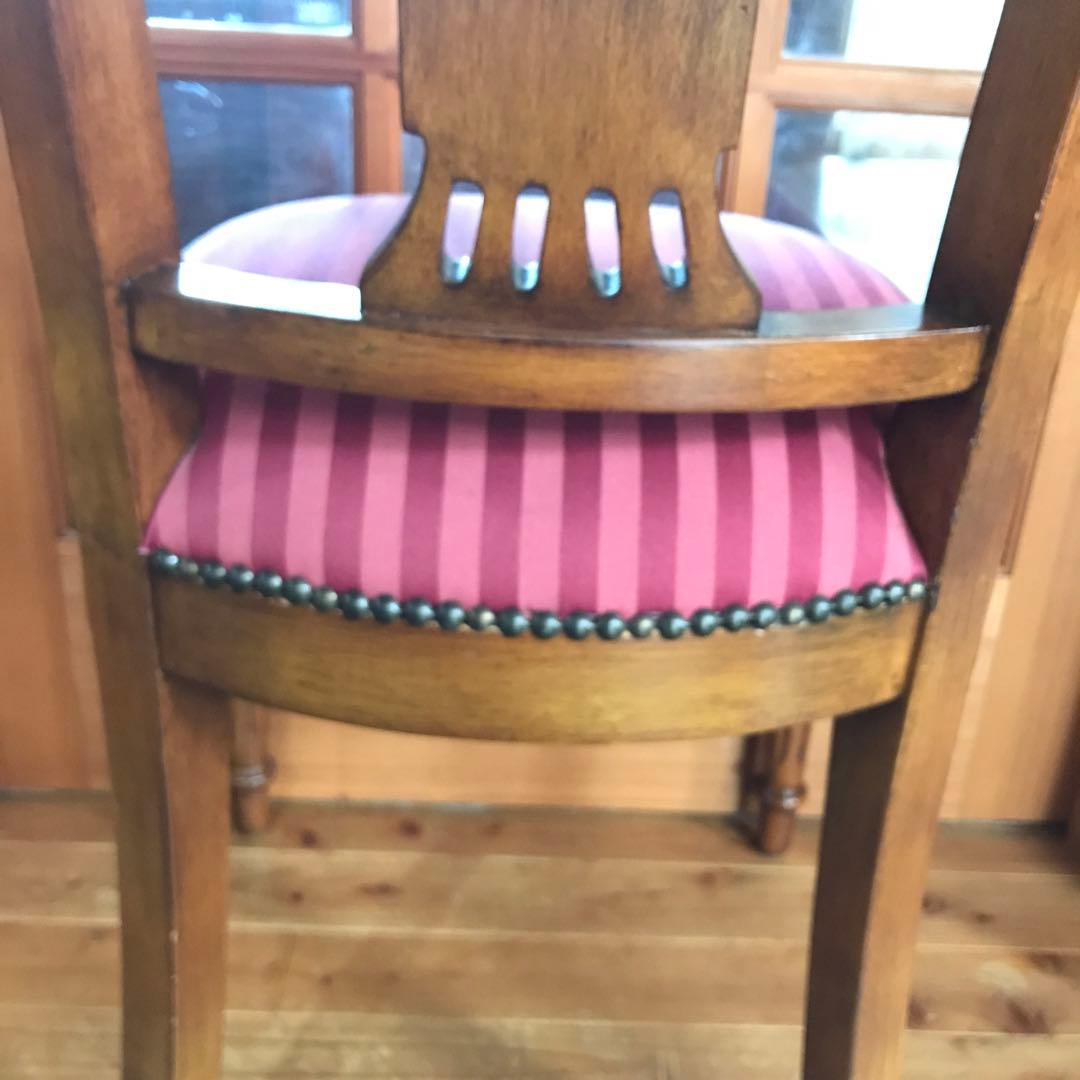 クラシックスタイル装飾背もたれ木製椅子 レッドストライプ