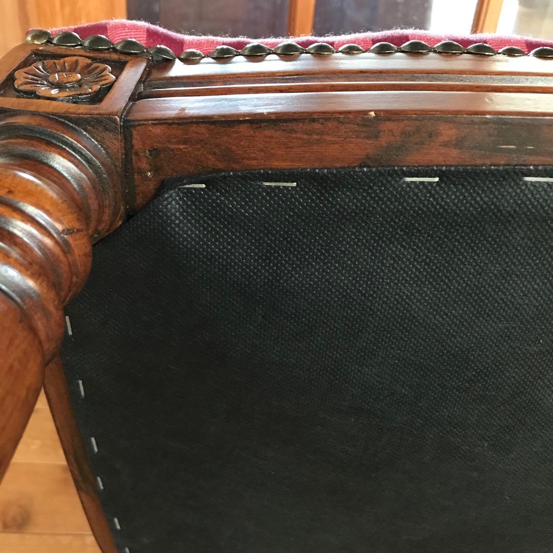 クラシックスタイル装飾背もたれ木製椅子 レッドストライプ