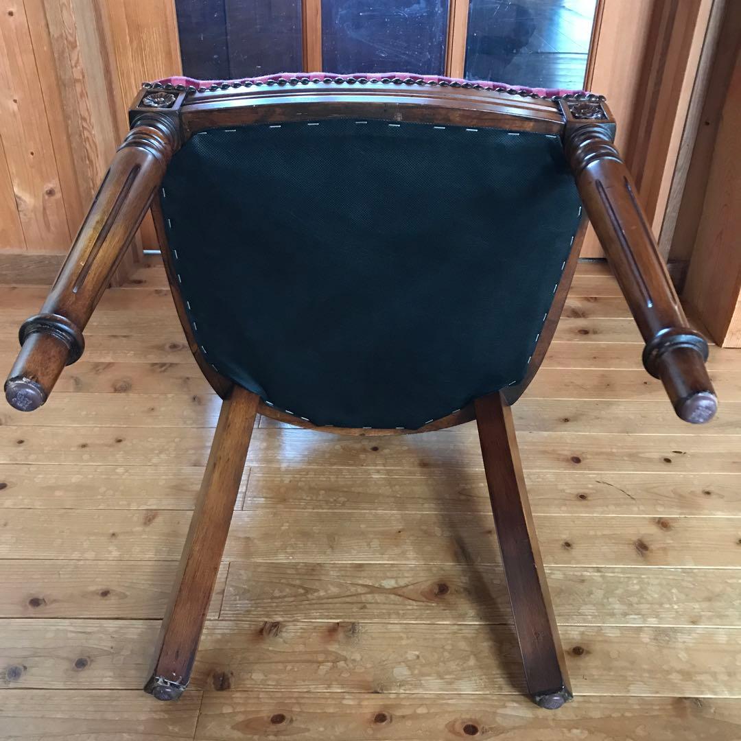 クラシックスタイル装飾背もたれ木製椅子 レッドストライプ