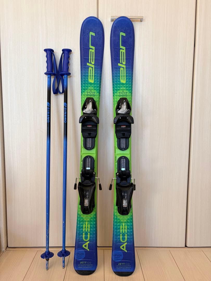 Elan 子供用スキー板 100cm ストック　3歳　4歳　5歳　6歳　7歳