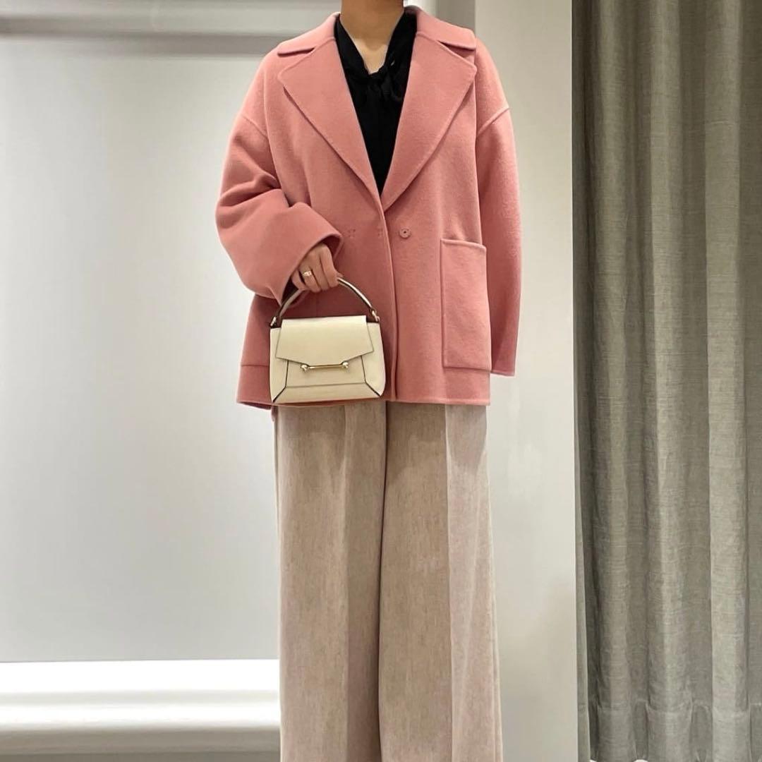 ボールジィ プレミアムウールリバーオープンカラーショートコート 34 ピンク