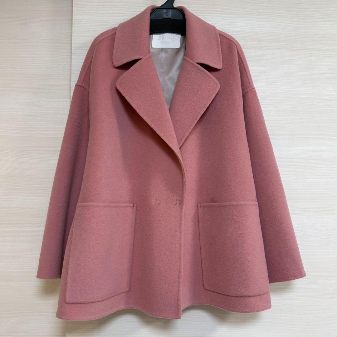 ボールジィ プレミアムウールリバーオープンカラーショートコート 34 ピンク